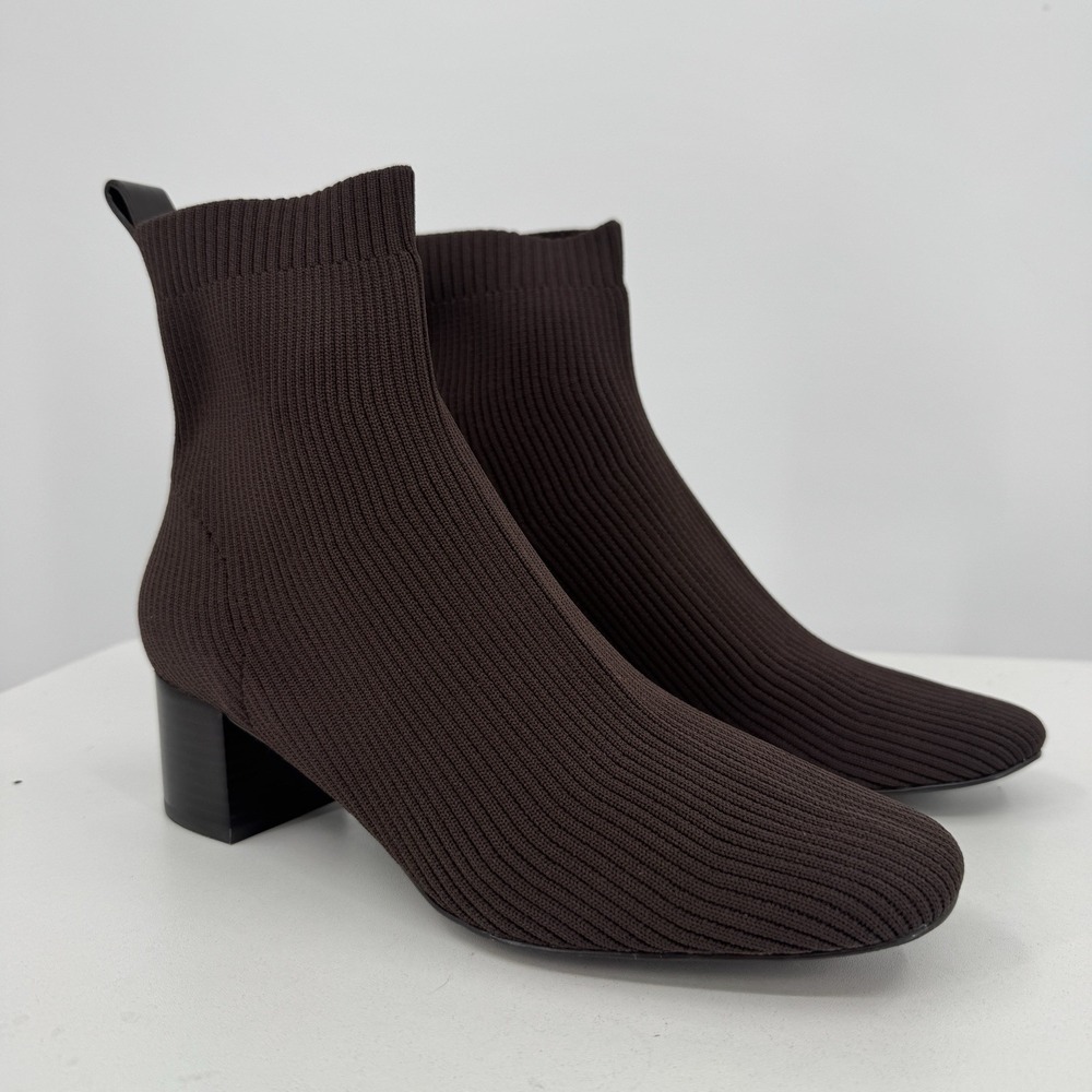 Everlane The Glove Boot in Brown size 8.5 Women's Stretch Rib Knit Ankle Bootie